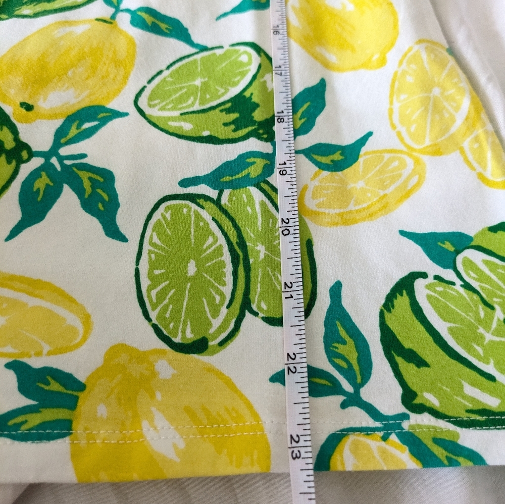 Talbots Lemon Lime Print Cotton Blend 3/4 Sleeve Boat Neck Top Size PS‎ Summer - Picture 5 of 6